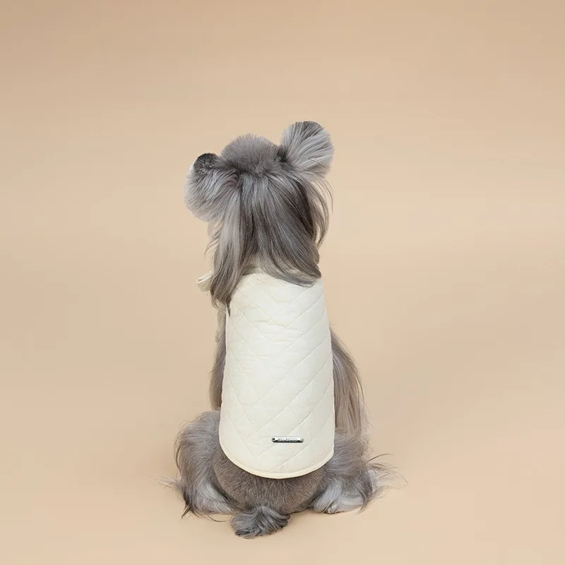 Abrigo acolchado de algodón para perros, ropa para mascotas con bonito lazo, accesorios para perros y gatos, productos de lujo para mascotas, disfraz para niñas, ropa para cachorros, Otoño e Invierno - imagen 3