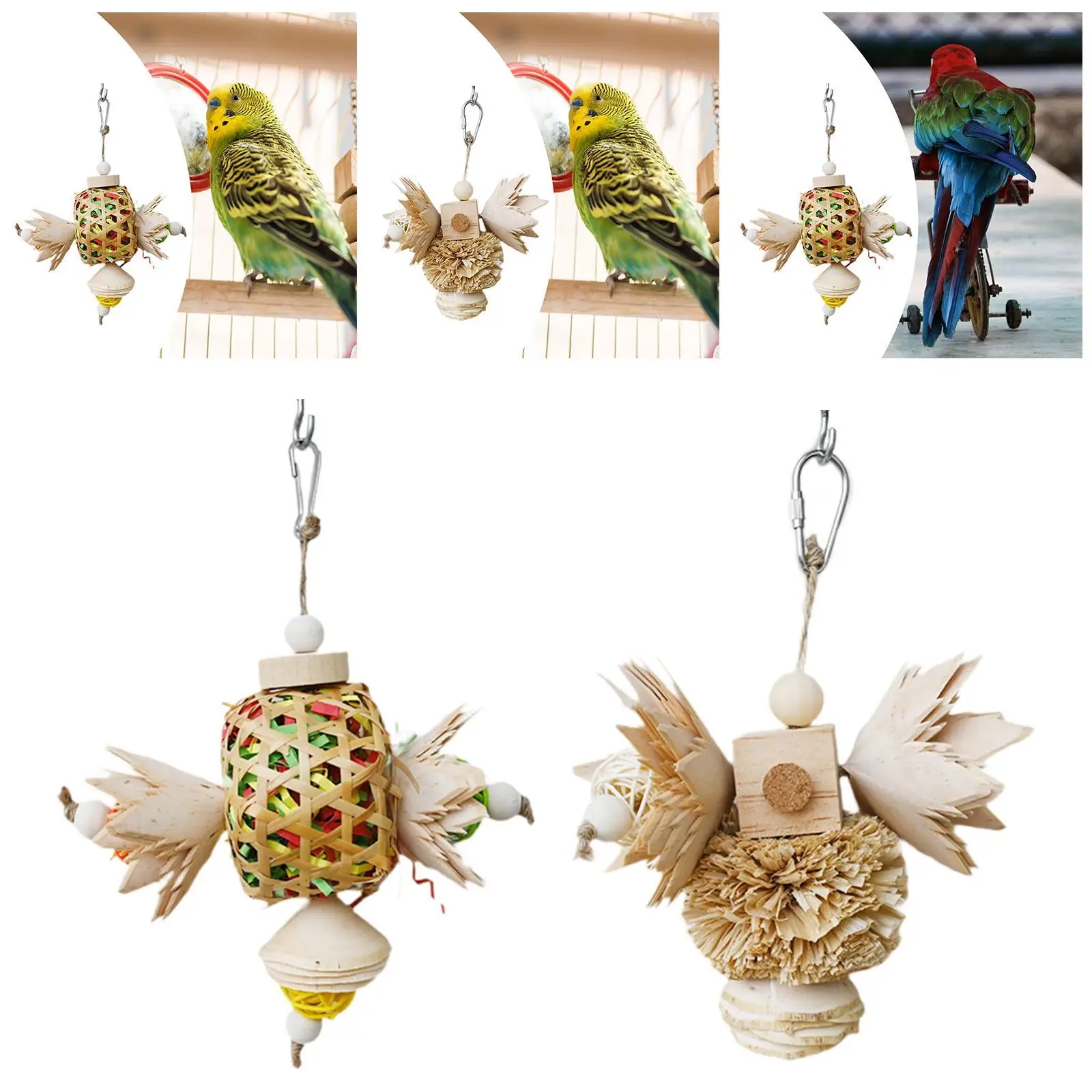 Chew Toy Fun Playing Hanging Playing Exercise Cage Accessory Cage Decorated for Cockatoos Lovebird Cockatiels Conures Budgie