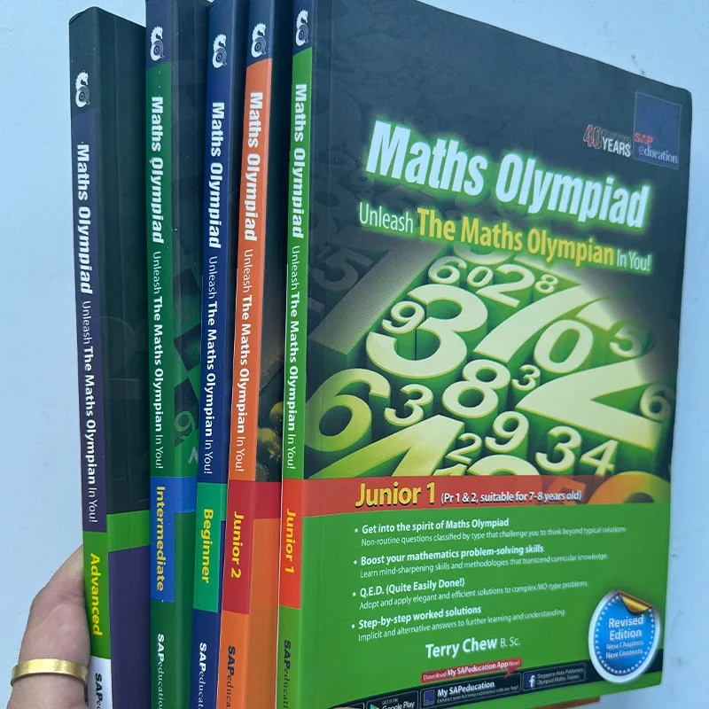 Juego de 5 libros de matemáticas de savia, Olympiad, escuela primaria, entrenamiento de pensamiento matemático, ejercicio, preguntas de matemáticas, libro en inglés - imagen 2