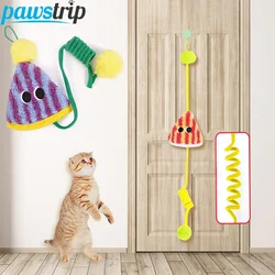 Juguete interactivo para gato con bola de resorte y puerta colgante