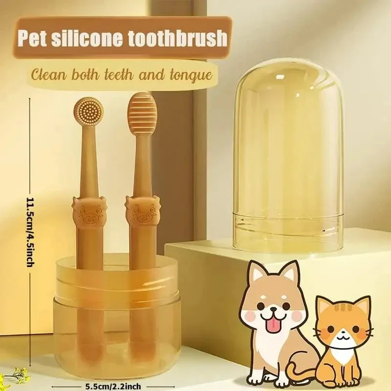 Zentric Cepillo de dientes para perros, cepillo de dientes Flexebrush para mascotas, cepillo de dientes para mascotas 360O, silicona suave de doble punta - imagen 5