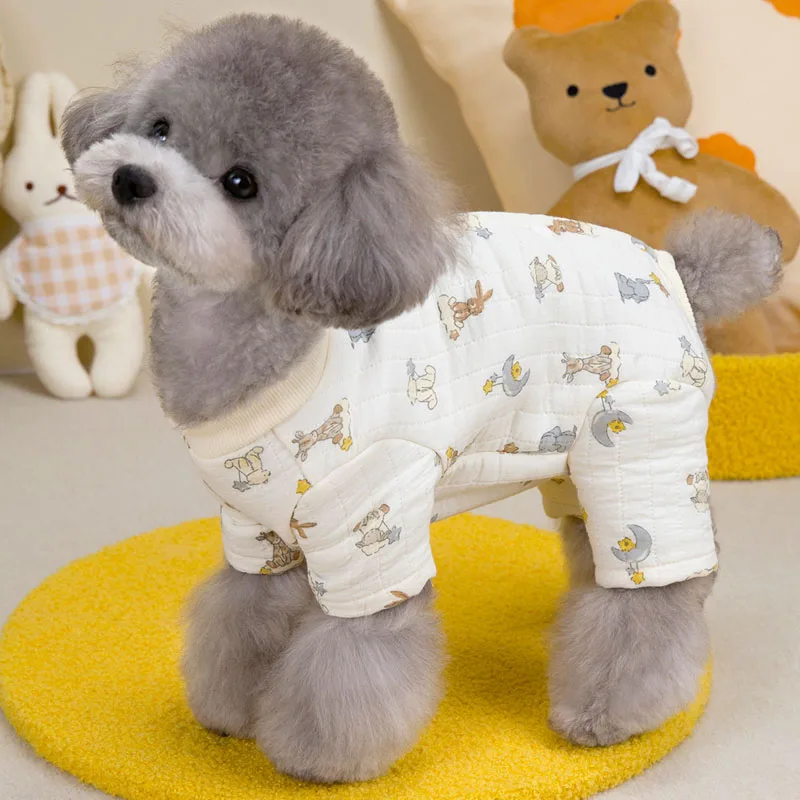 Ropa para perros, disfraz acolchado de invierno, mono para niña, monos para perros pequeños Shih Tzu, pijama con vientre envuelto en caniche, mono para perro - imagen 5