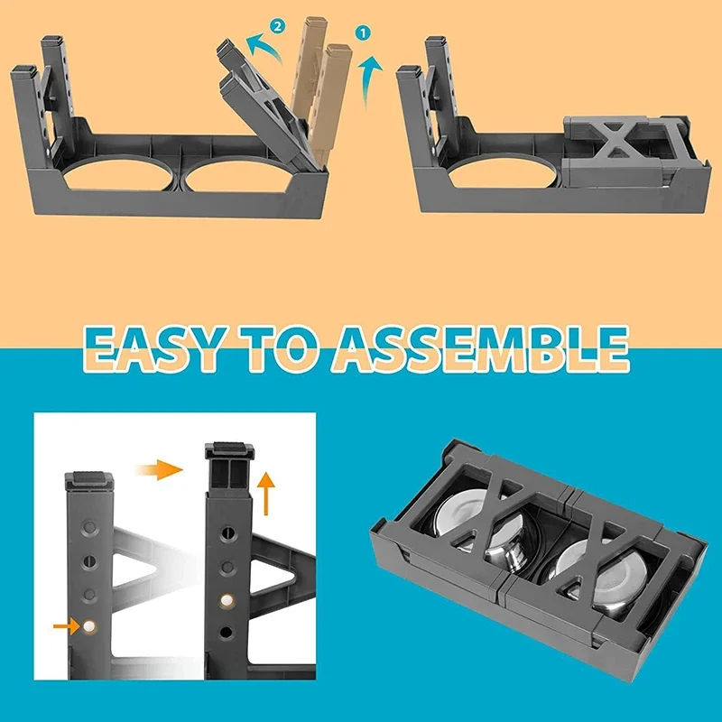 Cuencos elevados para perros, soporte plegable de altura ajustable, alimentador para mascotas, cuencos de alimentación lenta, estante de diferentes alturas, mesa de cubiertos para mascotas - imagen 5