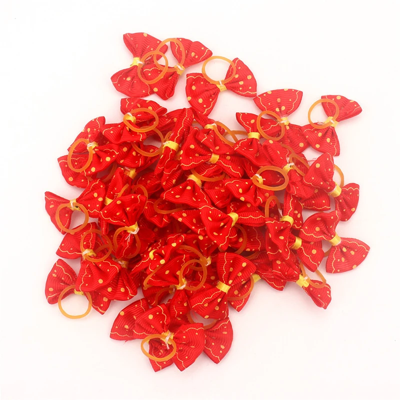 10 unids/lote, bonitos lazos para perros, accesorios para el cabello con bolas, accesorios para el cabello para cachorros con bandas de goma, gorros para mascotas, moda para perros - imagen 3