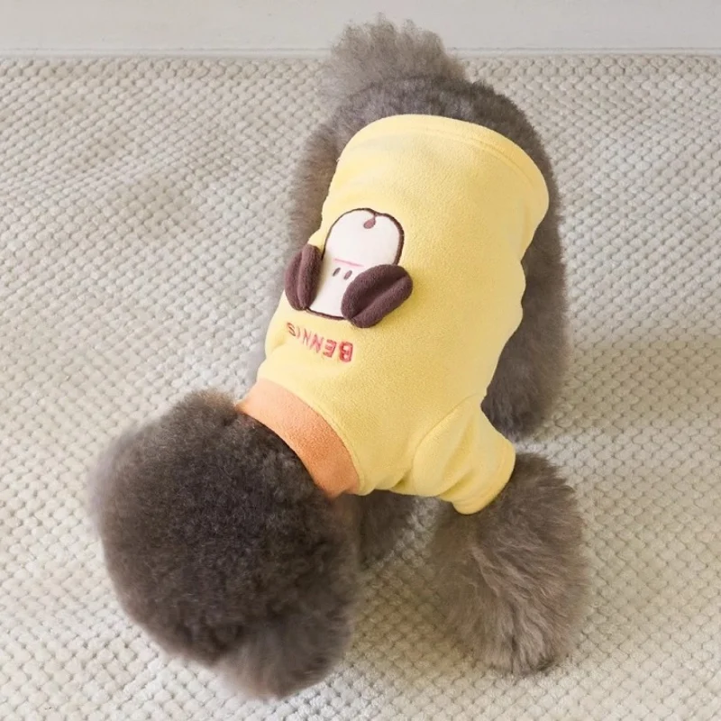 Ropa con estampado de dibujos animados para perros, sudaderas con capucha de lana para perros, sudaderas para cachorros a la moda, jerséis cálidos y suaves para gatos, sudaderas con capucha para mascotas, trajes para caniche - imagen 5