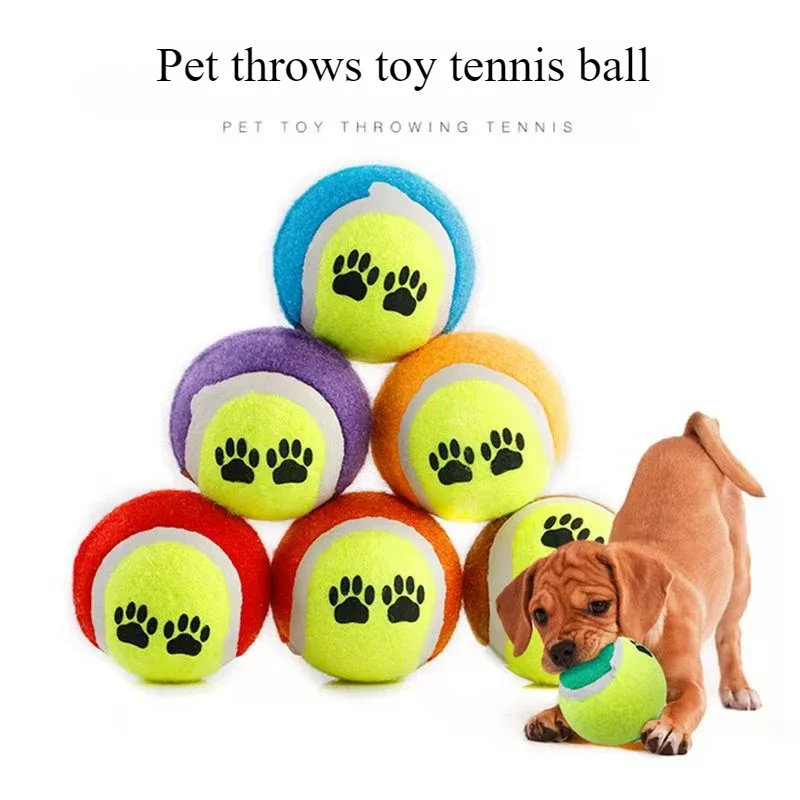 Juguetes de tenis con huellas de perro, pelotas de entrenamiento elásticas y resistentes al desgaste, juguetes deportivos interactivos, suministros para mascotas - imagen 3