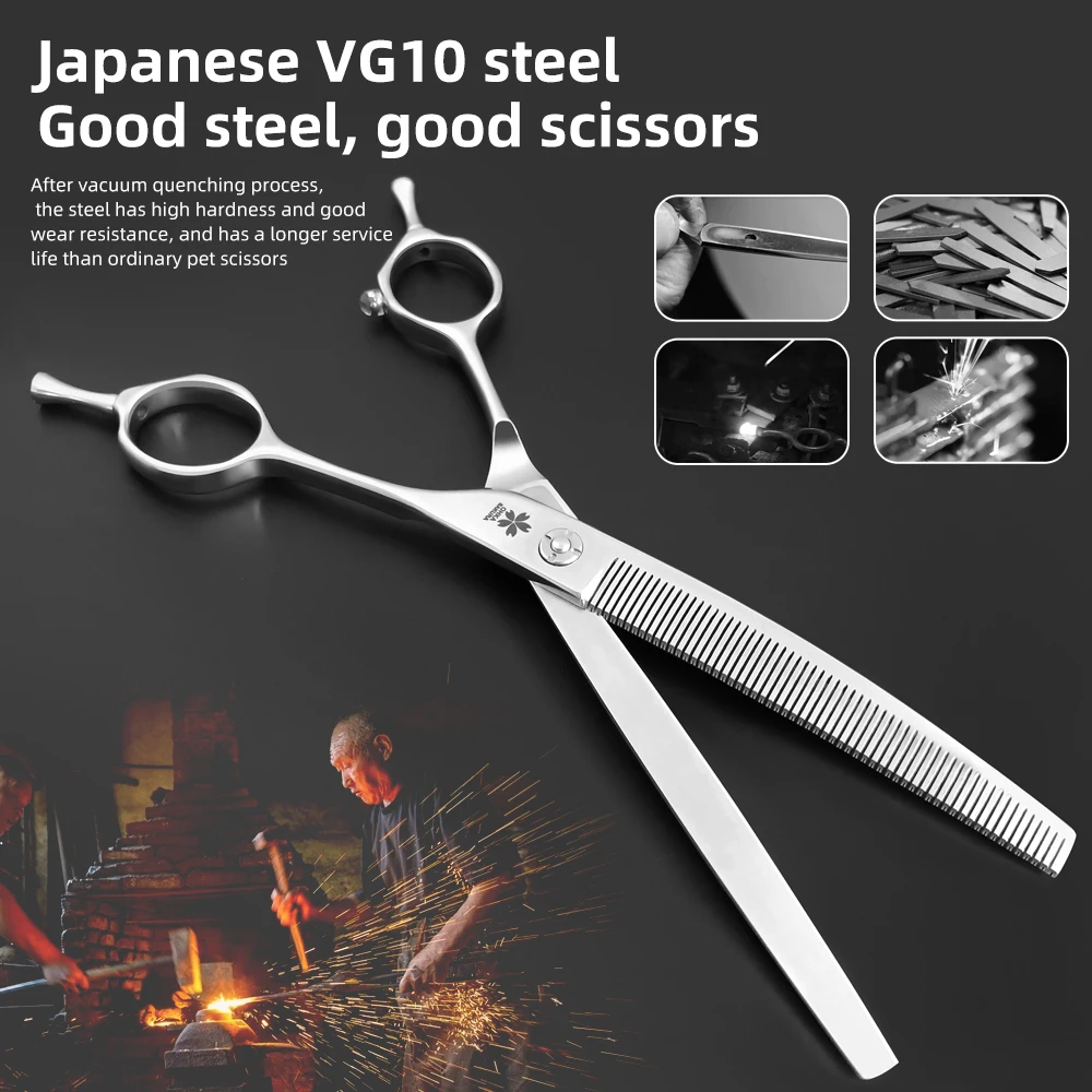 Profesional JP vg10 7,25/7,5 pulgadas tijeras de aseo para perros y mascotas de alta calidad tijeras de adelgazamiento curvadas tijeras más delgadas - imagen 2