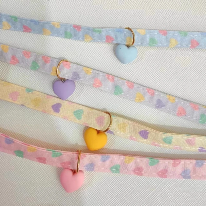Collar de gato en forma de corazón, Collar de gatito desmontable ajustable con colgante impreso, lindo accesorio de collar de cachorro - imagen 3
