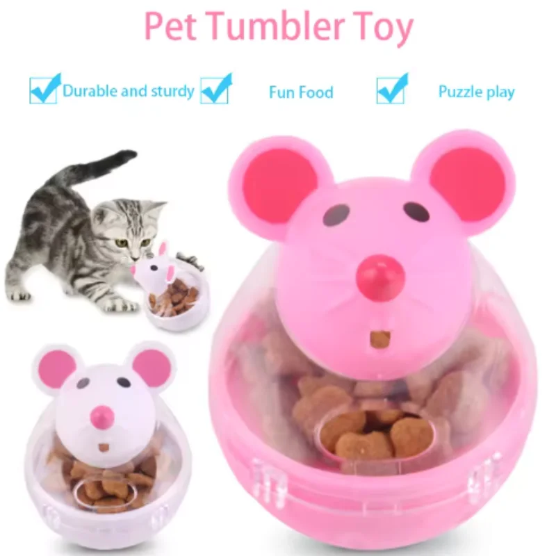 Alimentador para mascotas, juguete para gatos, ratón, dispensador de comida rodante, tazón con función de fuga, herramienta de juego de entrenamiento divertida para gatitos y gatos - imagen 2