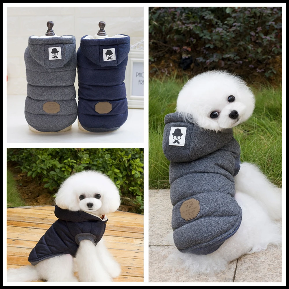 Ropa cálida de lana para perros pequeños, chaqueta para cachorros, abrigo acolchado para perros, Sudadera con capucha para Chihuahua, traje de Shih Tzu, personalizado para Yorkies, invierno - imagen 5