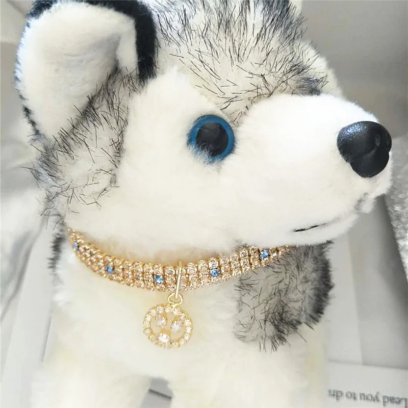 Collar para perro con cristales brillantes y colgante diamante
