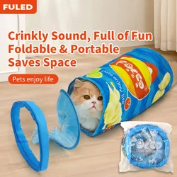 Juguetes de túnel plegables para gatos, juguete interactivo portátil para ocultar y buscar al interior con patatas fritas y golosinas, juguete de taladro con patrón para gatos