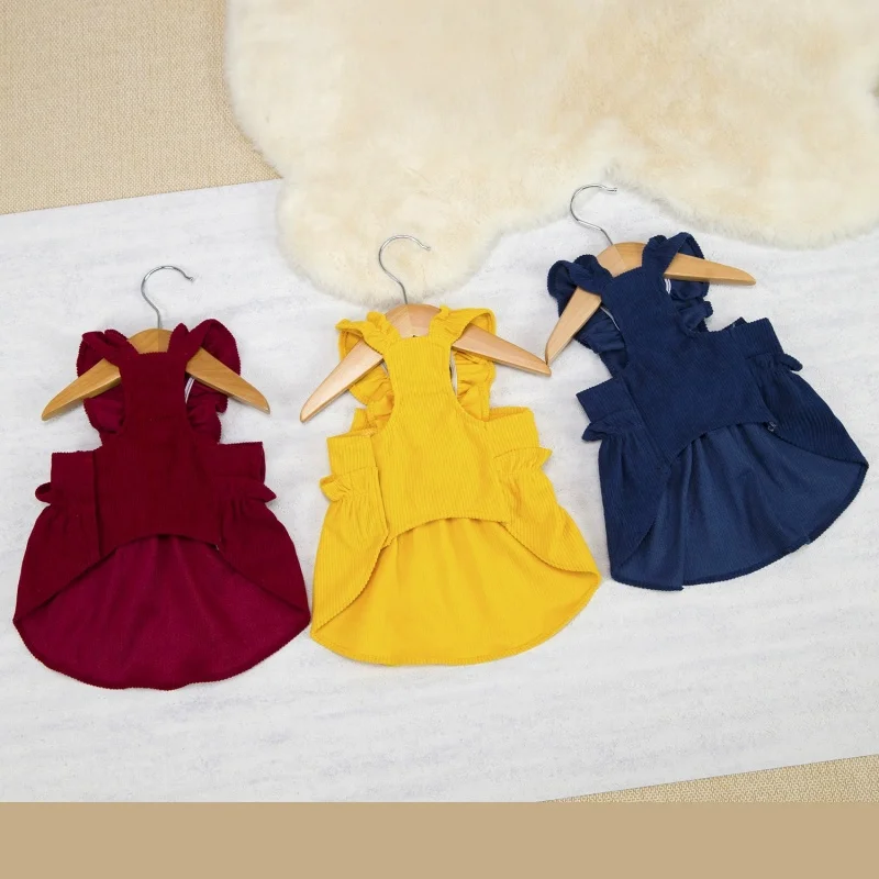 Vestido pana de lujo con lazo para perros, gatos y caniches - imagen 4
