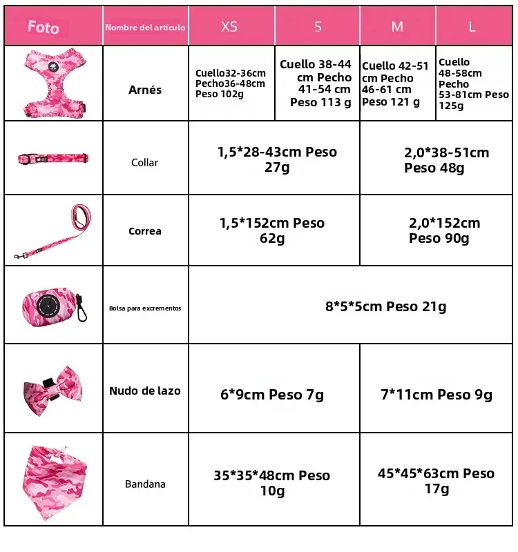 Traje de arnés para perro, incluye chaleco, arnés, Collar, correa, pañuelo, bufanda, bolsa para caca, accesorios para mascotas, gatos, perros, conjunto de suministros - imagen 5