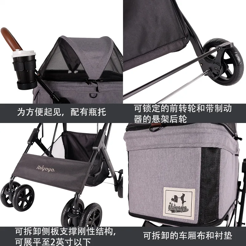 Cochecitos para mascotas Cochecitos para perros Messenger portátil Carro multifunción para perros y gatos Productos para mascotas - imagen 3