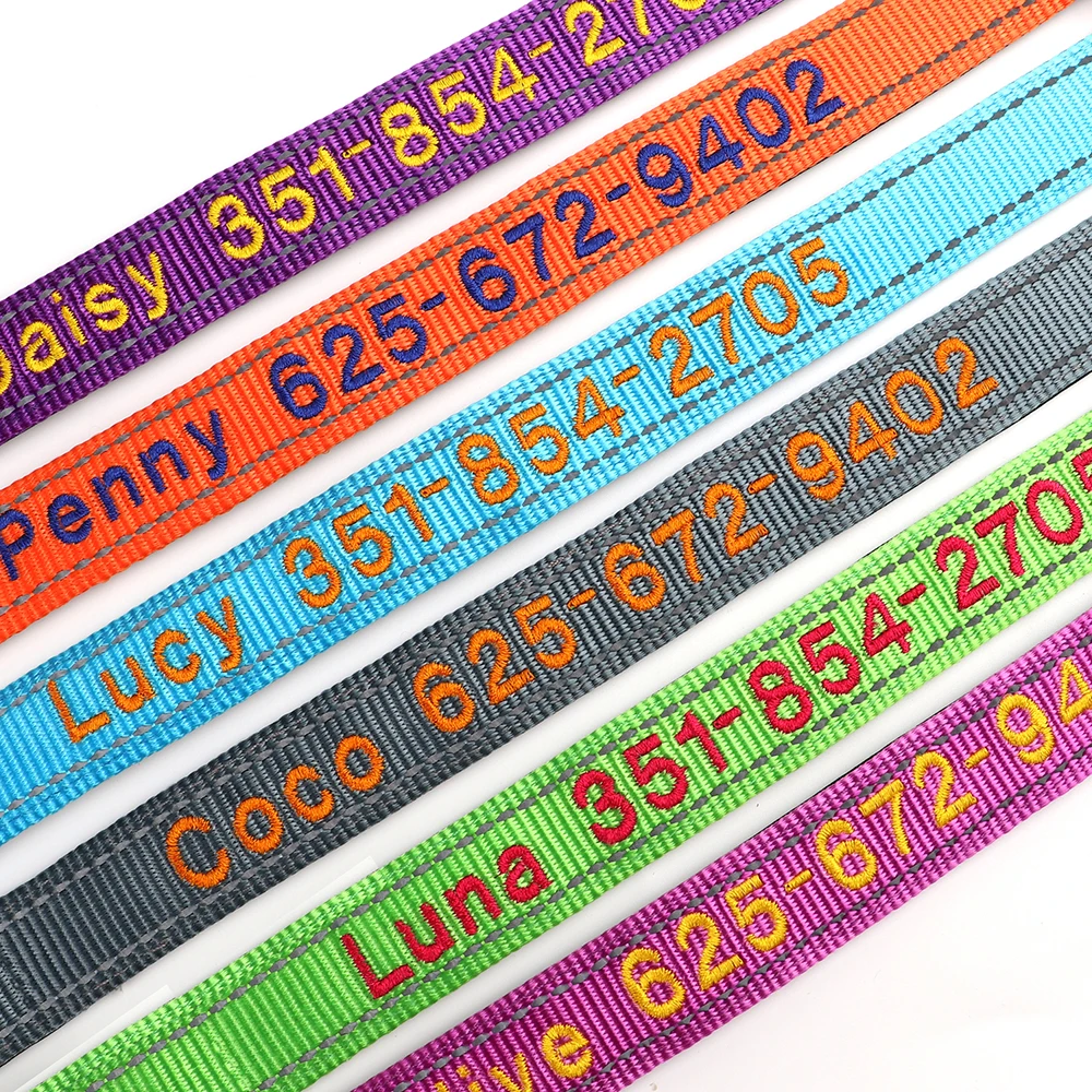 Collar de perro bordado en nailon, personalizado gratis, reflectante - imagen 3