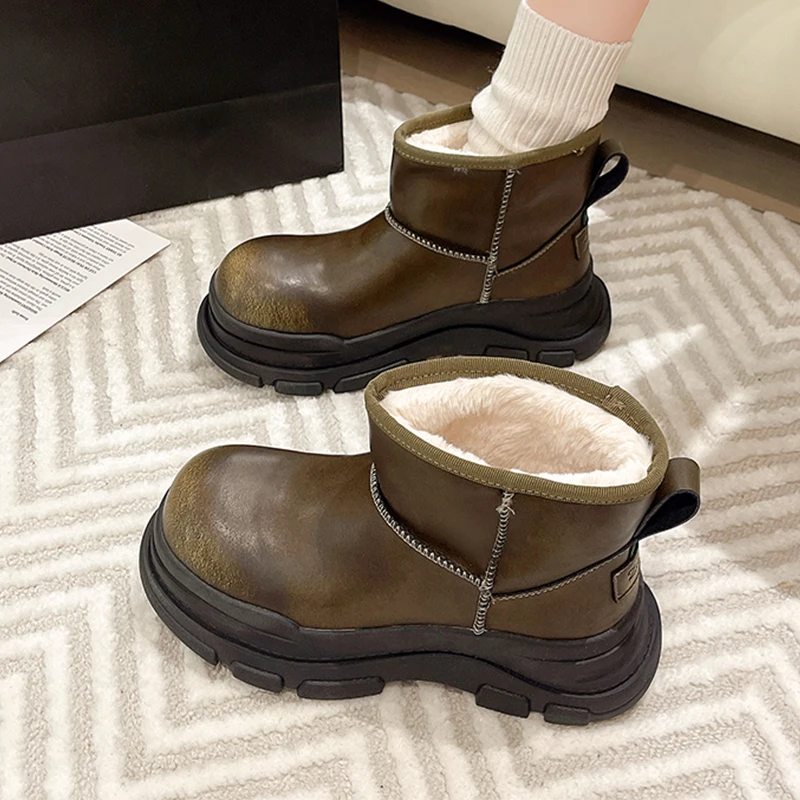 Botines de invierno Para Mujer, Zapatos planos informales a la moda, Botas de invierno cálidas con plataforma, nuevas Botas de nieve acogedoras Para Mujer - imagen 5