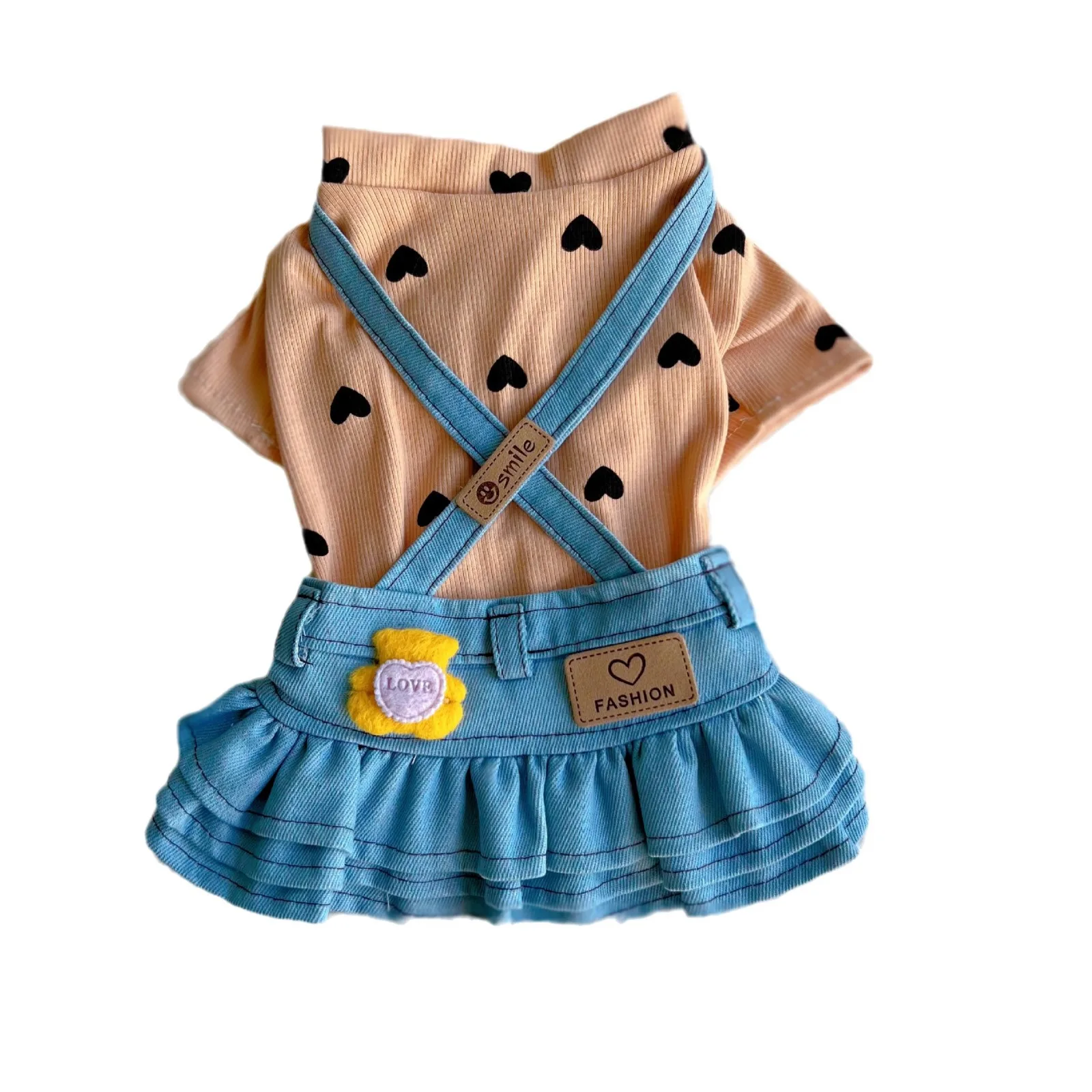 Falda con tirantes de vaquero de primavera para mascotas, Falda corta para perros y vacas, falda para pastel de princesa de Teddy York, vestidos para perros pequeños - imagen 5