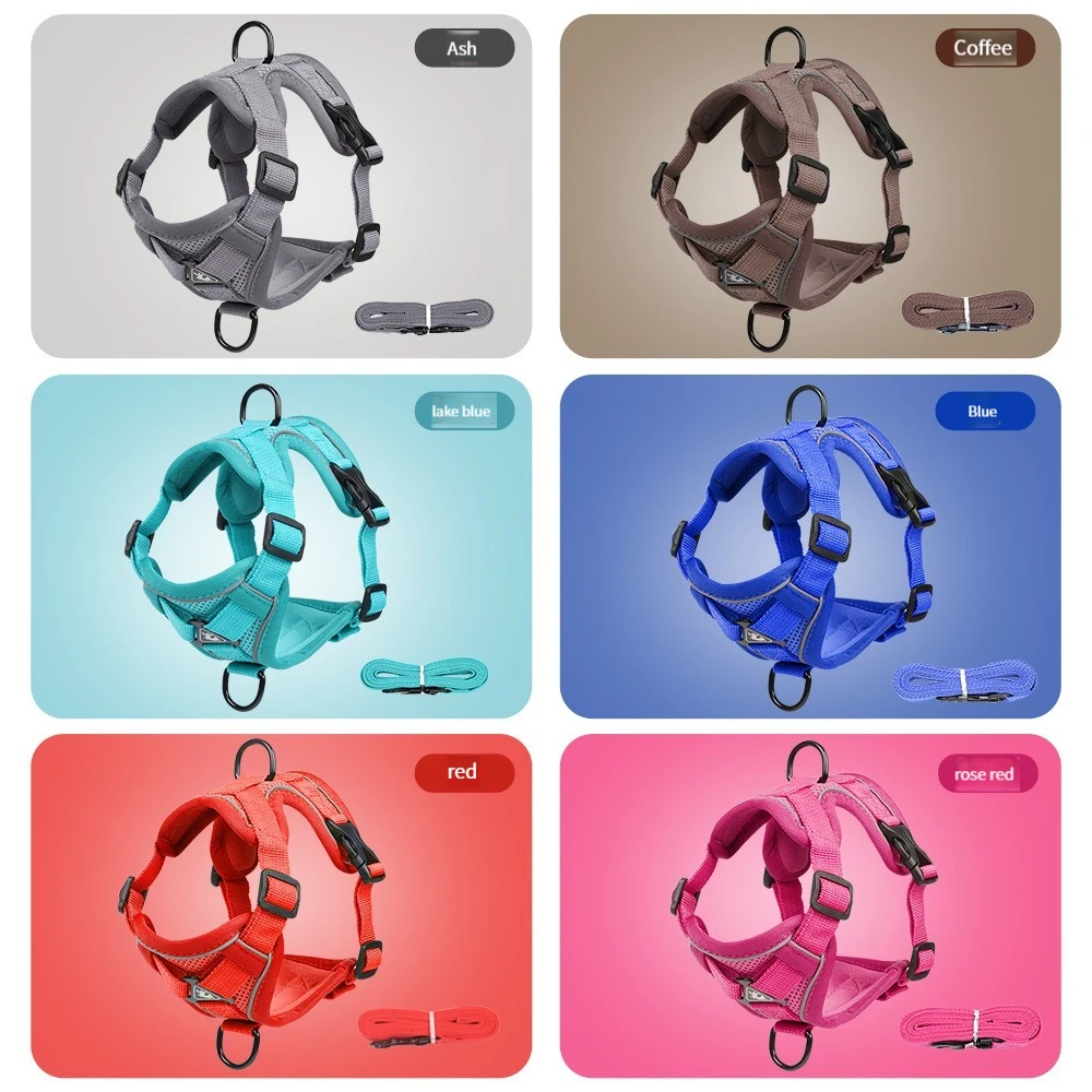Arnés para perros grandes, chaleco, correa para el pecho a la moda, cuerda para caminar para gatos reflectante y transpirable, arnés para perros y gatos - imagen 3