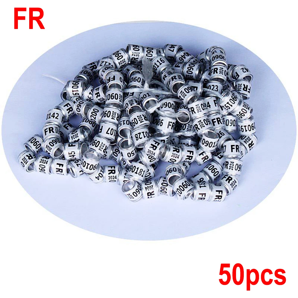 50 Uds. Anillo de pie de Paloma Multicolor de 2024 años con anillo de pie de palabras anillo de pájaro duradero de alta calidad anillo de marcado de pájaro mascota - imagen 3