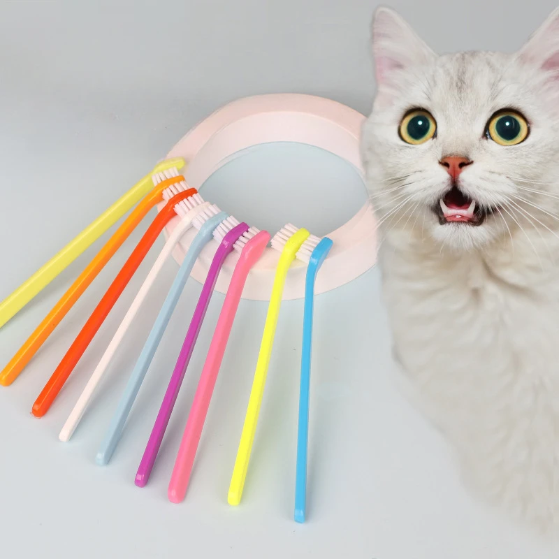 Cepillo de dientes para perros, Súper suaves cerdas de nailon, limpieza bucal de 360 grados, limpieza de cara de gato y espinillas