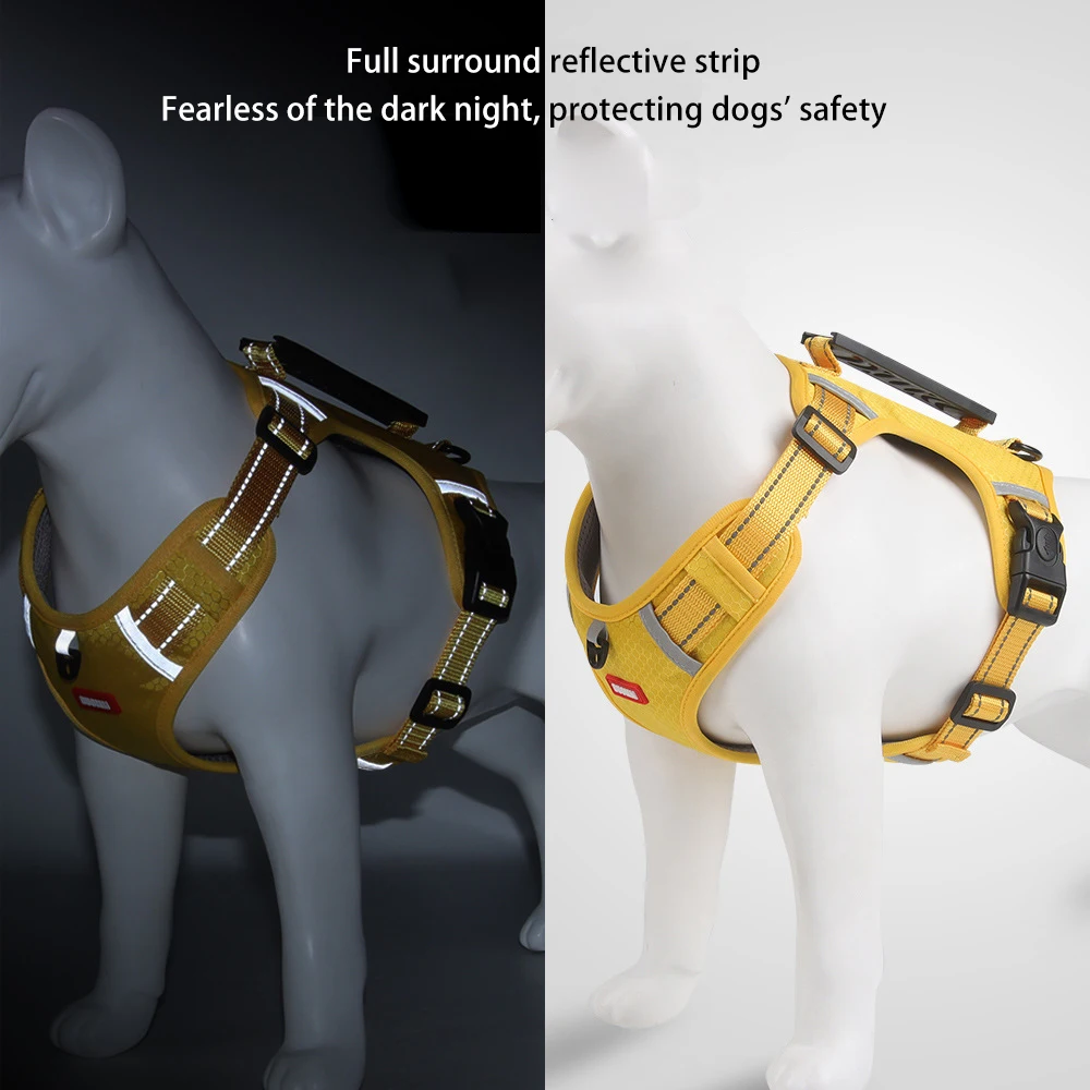 Cuerda de tracción reflectante para mascotas, correa de pecho ajustable para entrenamiento al aire libre, arnés para perros grandes, suministros para perros - imagen 4