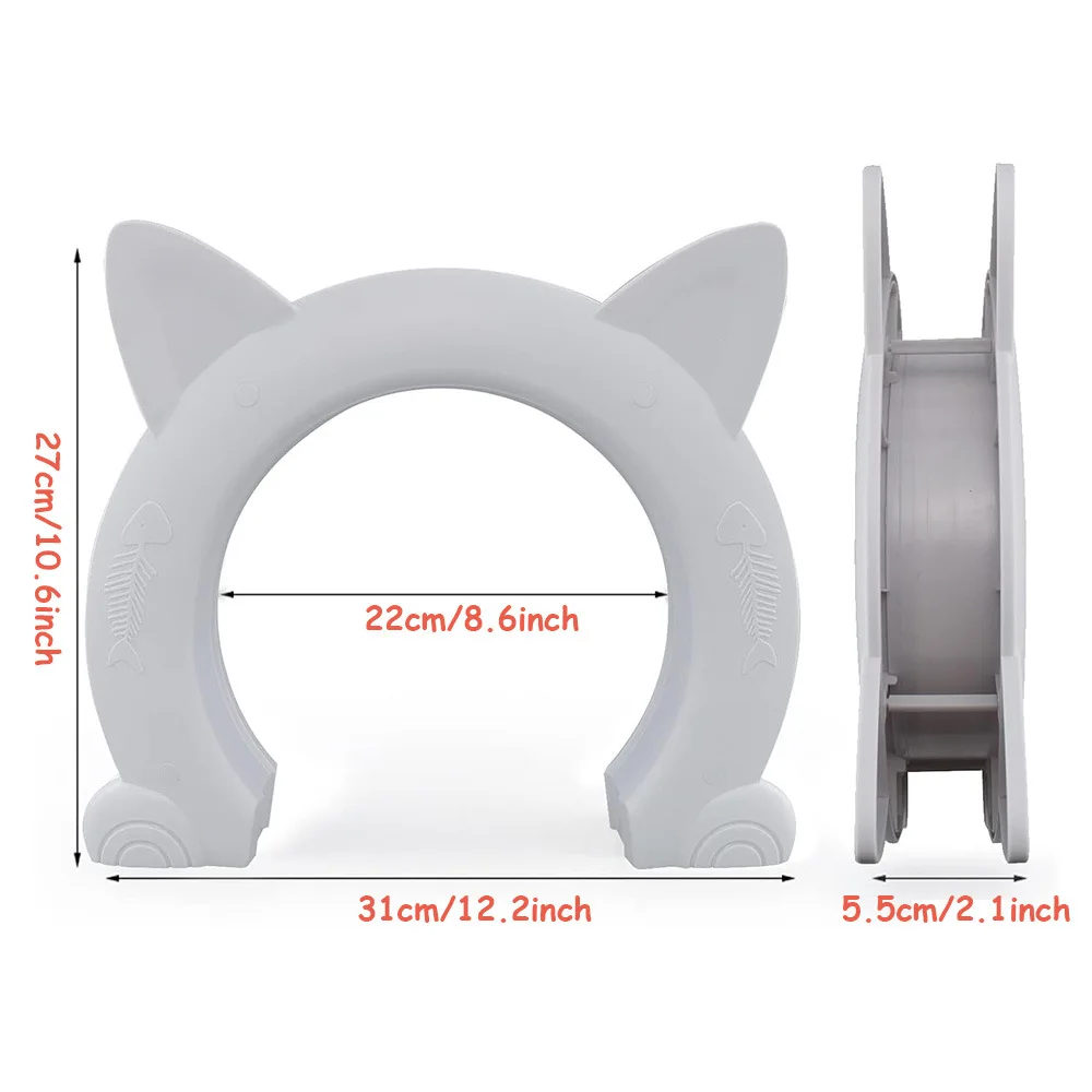 Puerta para mascotas en blanco y negro, puerta para mascotas con agujero para gatos, valla, acceso libre, hueso de pescado, puerta con orejas para gatos, perrera con agujeros para gatos - imagen 4