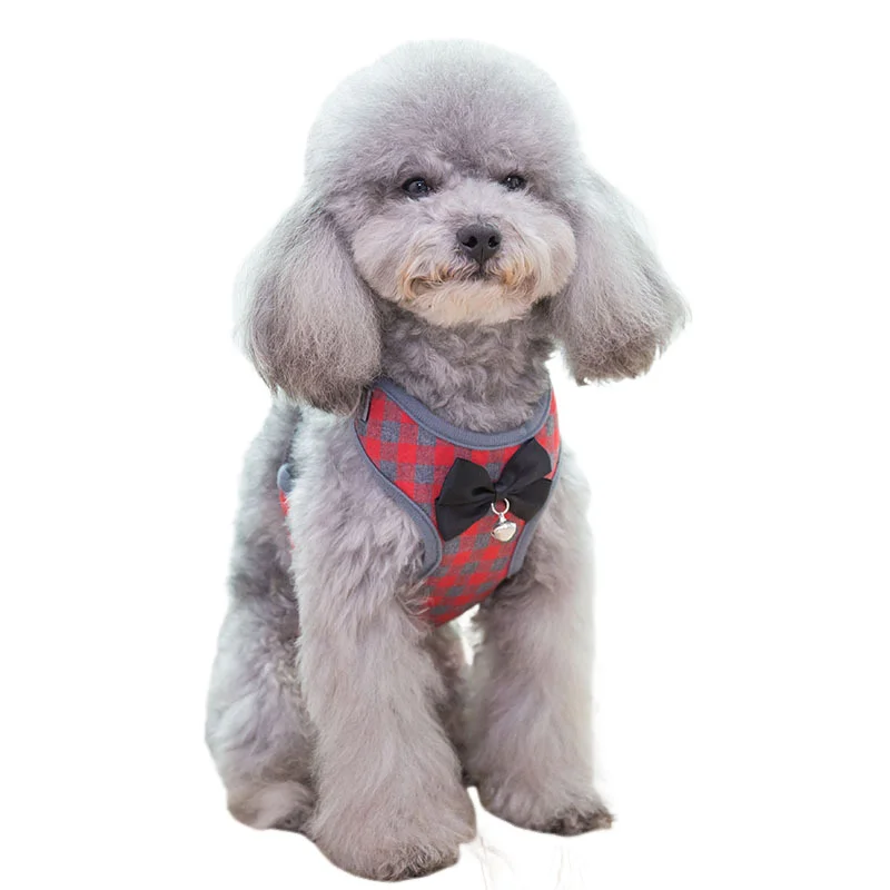 Conjunto de arnés y correa para perro a cuadros, chaleco para Gato, arnés con lazo de malla acolchado para cachorros pequeños, Chihuahua, Yorkies, Pug 10A - imagen 4