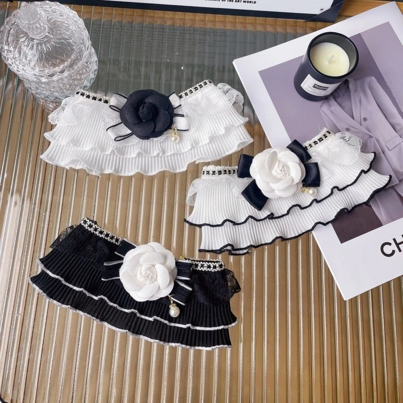 Bufanda plisada para mascotas, pajarita, toalla para babas, bufanda de flores para perros, decoración, pajarita para perros, accesorios para cachorros, accesorios para gatos - imagen 3