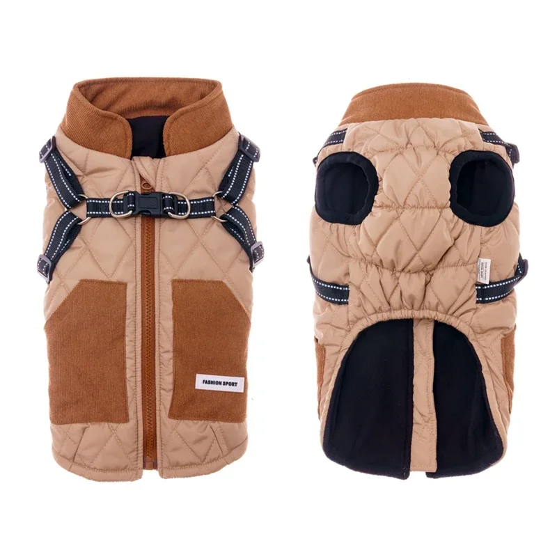 Chaqueta cálida impermeable para perros con arnés, ropa de invierno para perros, abrigo de Bulldog Francés, disfraz para mascotas Chihuahua para perros pequeños y medianos - imagen 2