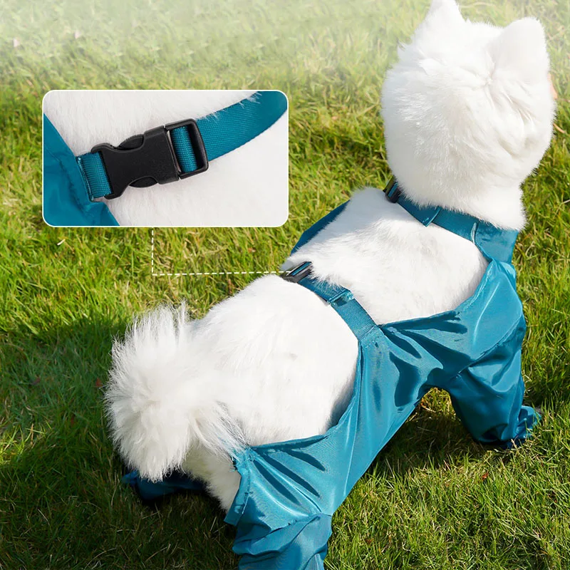 Ropa para perros, impermeable cerrado para el vientre, mono para perros pequeños y medianos, pantalones impermeables para Chihuahua Yorkie con zapatos, monos a prueba de lluvia - imagen 3