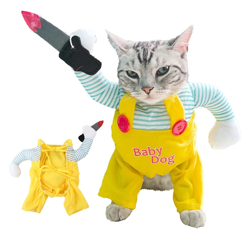 Conjunto de disfraz de Halloween para perro y gato, ropa de fiesta novedosa para perros medianos y pequeños, accesorio para fotos de mascotas, ropa divertida ajustable para mascotas - imagen 3