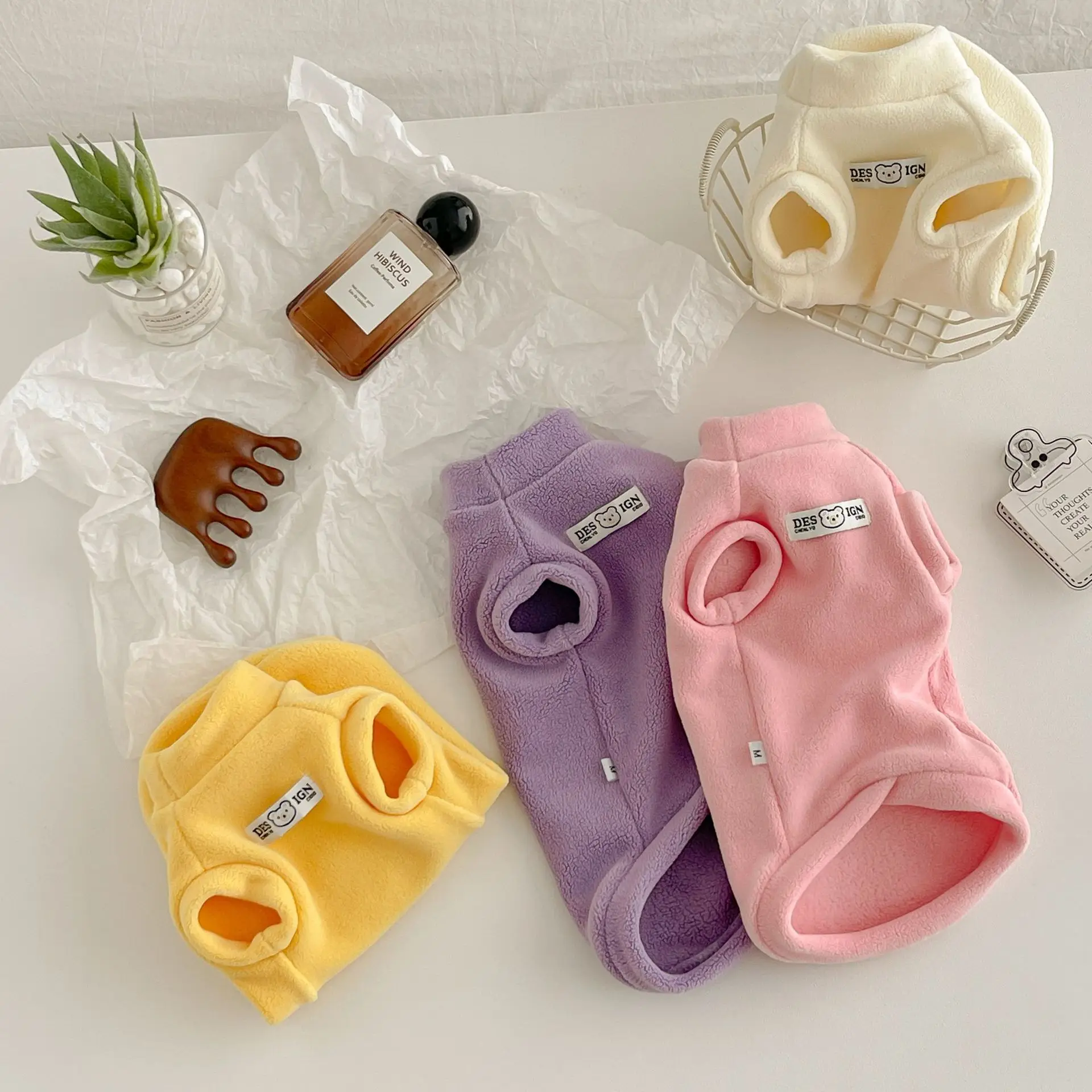 Camisa básica de franela de doble cara para mascotas, chaleco grueso de otoño e invierno, pijamas elásticos suaves, cálidos y cómodos para perros pequeños - imagen 2