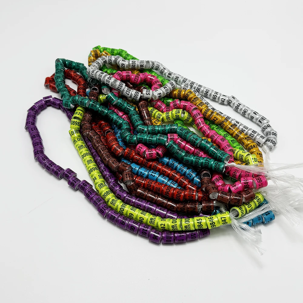 2025 Anillo para pie de paloma de 8 mm con números Anillo para pie de pájaro de plástico de aluminio Suministros para pájaros multicolor Herramienta de entrenamiento 50 piezas - imagen 4