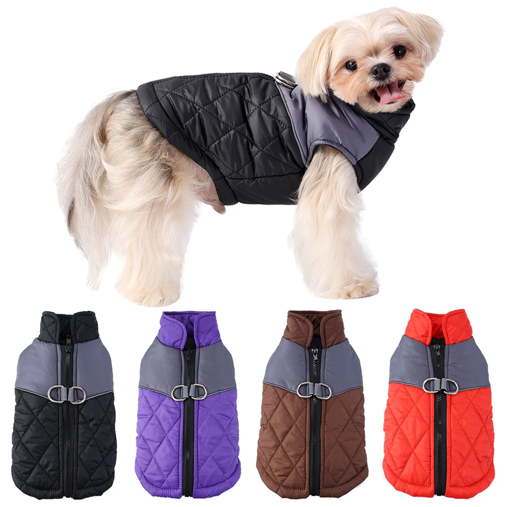 Chaqueta de invierno para perros pequeños y medianos, ropa reflectante a cuadros para cachorros con anillo en D, chaleco para Chihuahua y Yorkies, disfraces para mascotas
