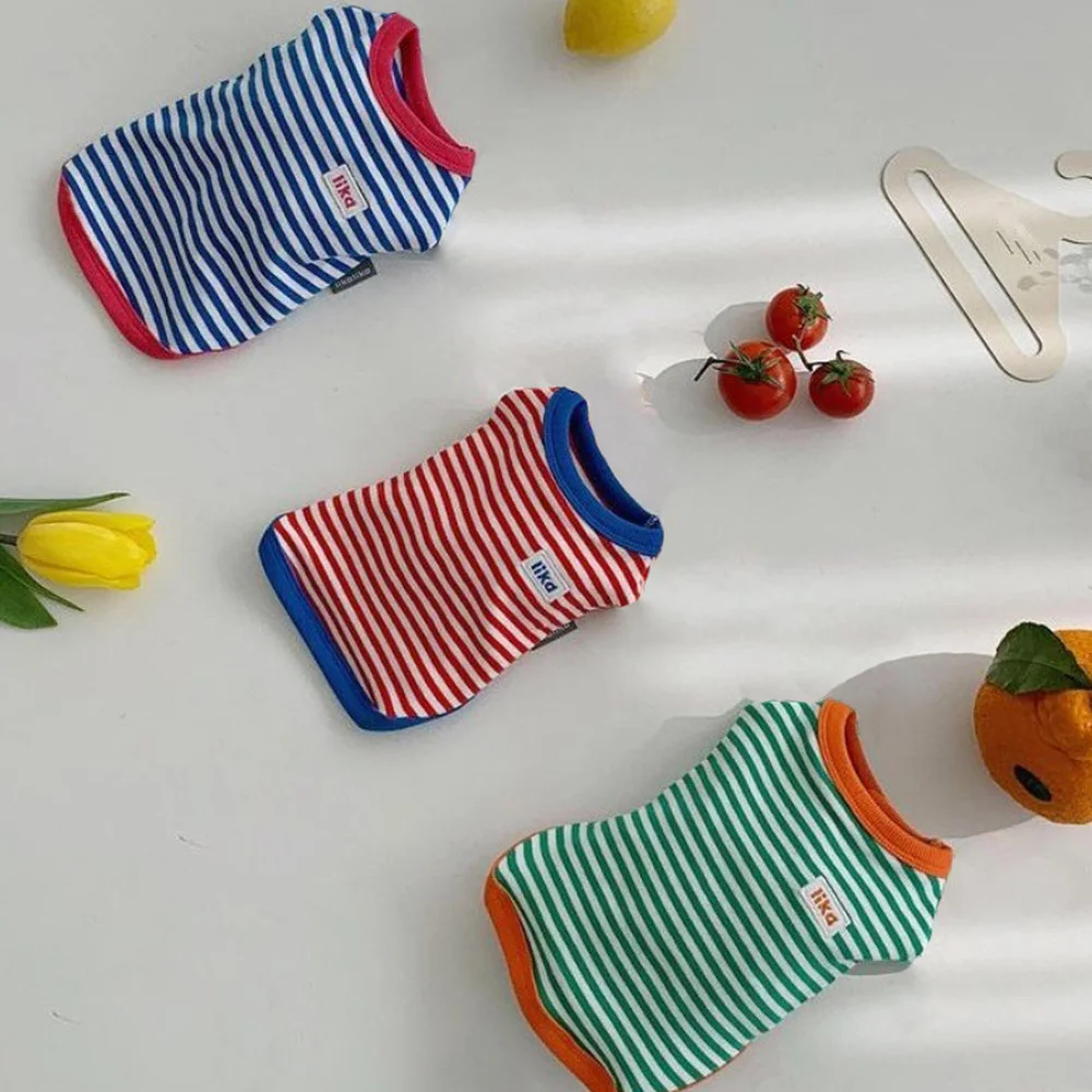 Ropa de verano para mascotas, chaleco sin mangas a rayas de tres colores, chaleco Schnauzer Chiuhahua, ropa para gatos - imagen 5