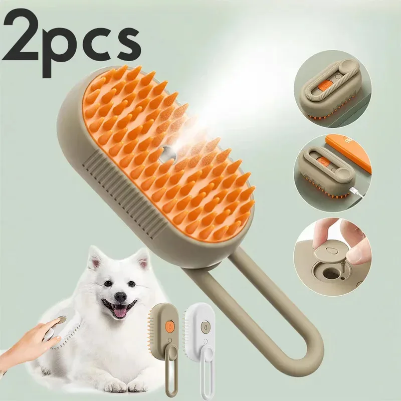 Cepillo vapor 3 en 1 para perros y gatos – Desenredante con masaje