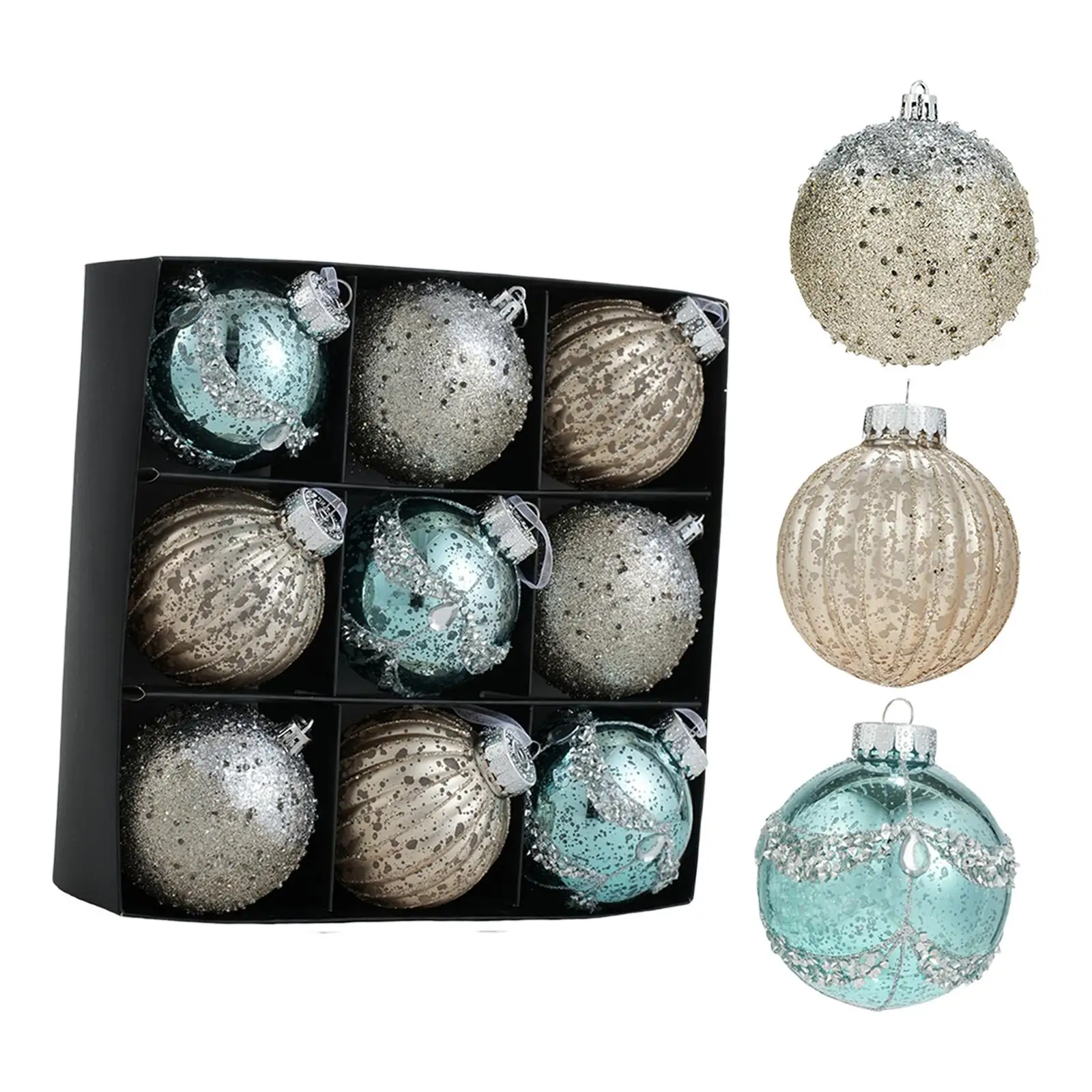 9x Glitter Christmas Ball Ornaments Xmas Hanging Decoration Table Centerpiece 3inch for Window Home Festival Wreath Fireplace 9x Glitter Christmas Ball Ornaments Xmas Hanging Decoration Table Centerpiece 3inch for Window Home Festival Wreath Fireplace