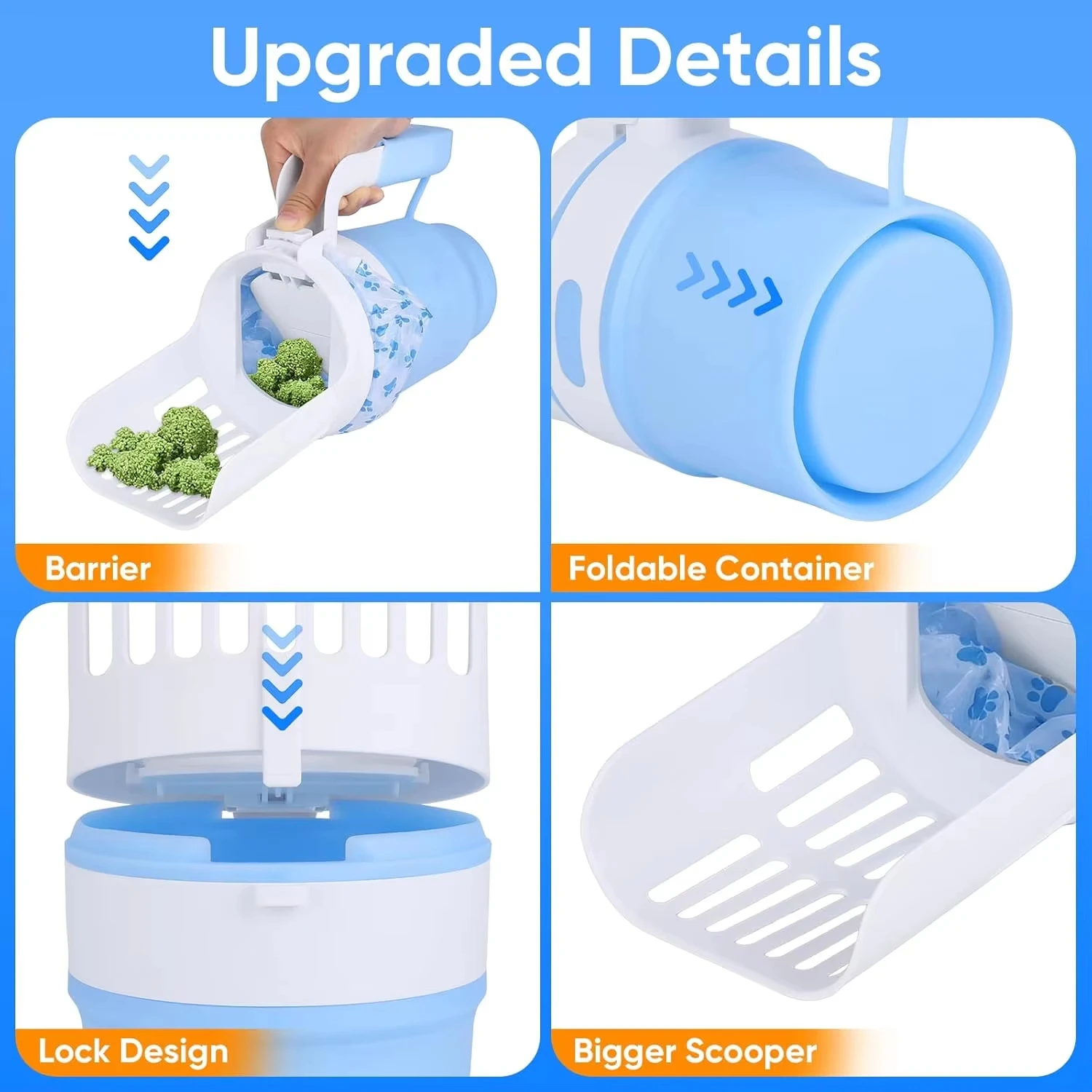 Productos de limpieza desmontables, pala de arena para gatos multifuncional, viene con basura, pala para excrementos de gato con deflector, 1 ud. - imagen 5