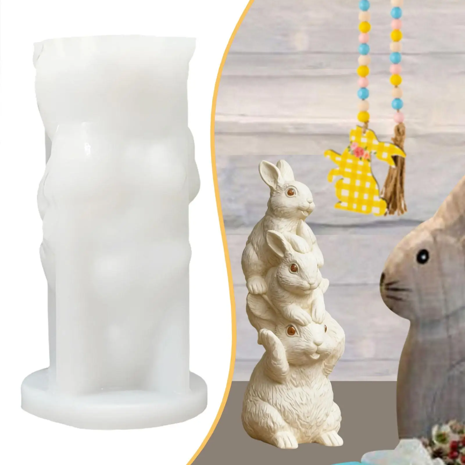 Molde de vela de Pascua, adorno de escritorio reutilizable, molde de silicona, molde de jabón, diseño de conejo para decoración de mesa de fiesta, vela perfumada - imagen 3