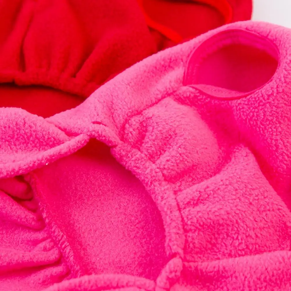 Vestido de invierno para perros, Color sólido, anillo en forma de D, dobladillo plisado, vestido para cachorros, forro polar grueso, sin mangas, dos patas, ropa para perros pequeños y medianos - imagen 5