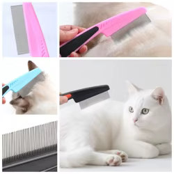 Peine profesional para piojos de acero inoxidable, eliminación de nitros de dientes finos y peine para caspa para gatos y perros, herramienta multiusos para peinar el cabello
