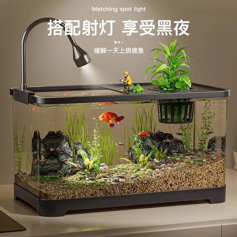 Pecera ecológica para peces y tortugas - tanque de plástico con tapa - imagen 4