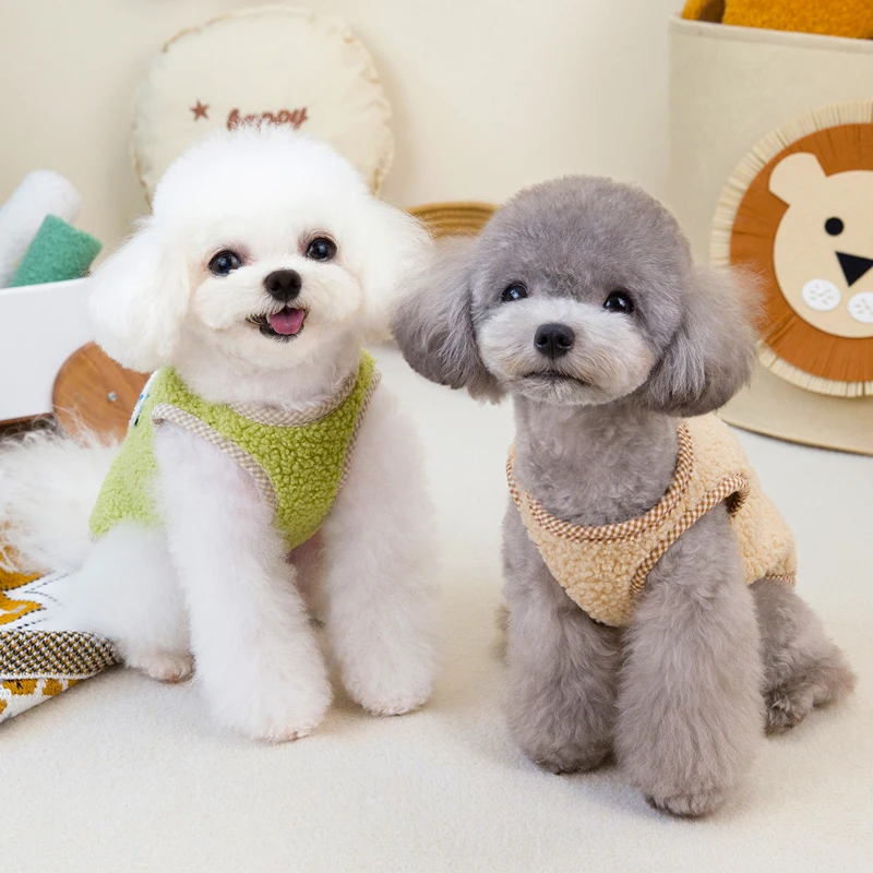 Chaleco cálido de lana para perros, chaqueta, disfraces verdes de invierno, ropa para perros pequeños, Chihuahua, Bulldog, abrigo sin mangas, trajes para cachorros XXL - imagen 5