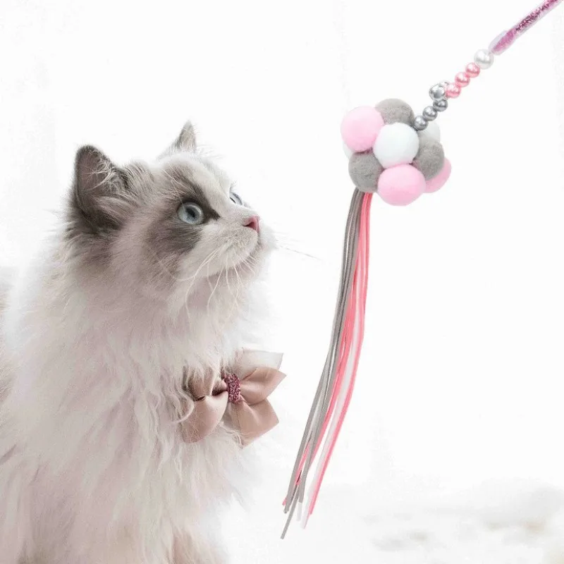 Juguetes interactivos para gatos, palos de bola de lana con borla, resistentes a las mordeduras, con campana, Limpieza de dientes, suministros para mascotas - imagen 4