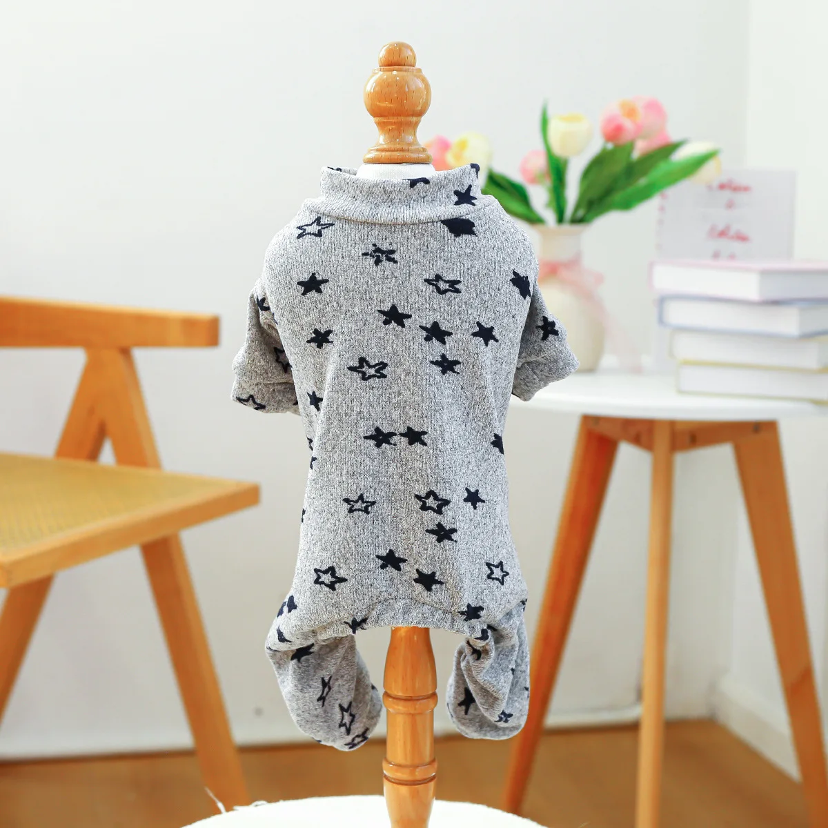 Mono de estrella de primavera para mascotas, pantalones de cuatro patas para perros, ropa para el hogar con estrella gris, camisa Base, ropa para cachorros, pijamas para perros - imagen 5