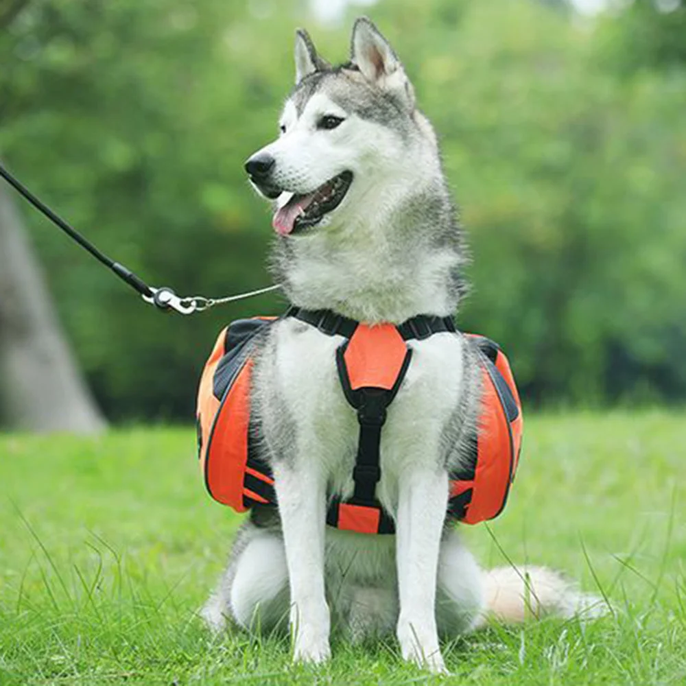 Mochila para perros grandes de viaje al aire libre, bolsas reflectantes para aperitivos para mascotas, arnés para perros medianos y grandes, suministros para mascotas Husky Bulldog - imagen 5