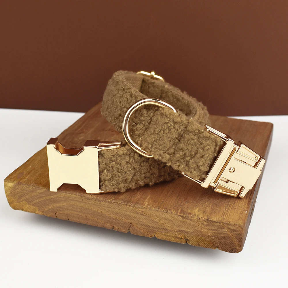 Collar de perro de piel de cordero Collar de punto hecho a mano Suministros para perros de compañía Accesorios tejidos Otoño Invierno Conjunto de Navidad Teddy 03 - imagen 5