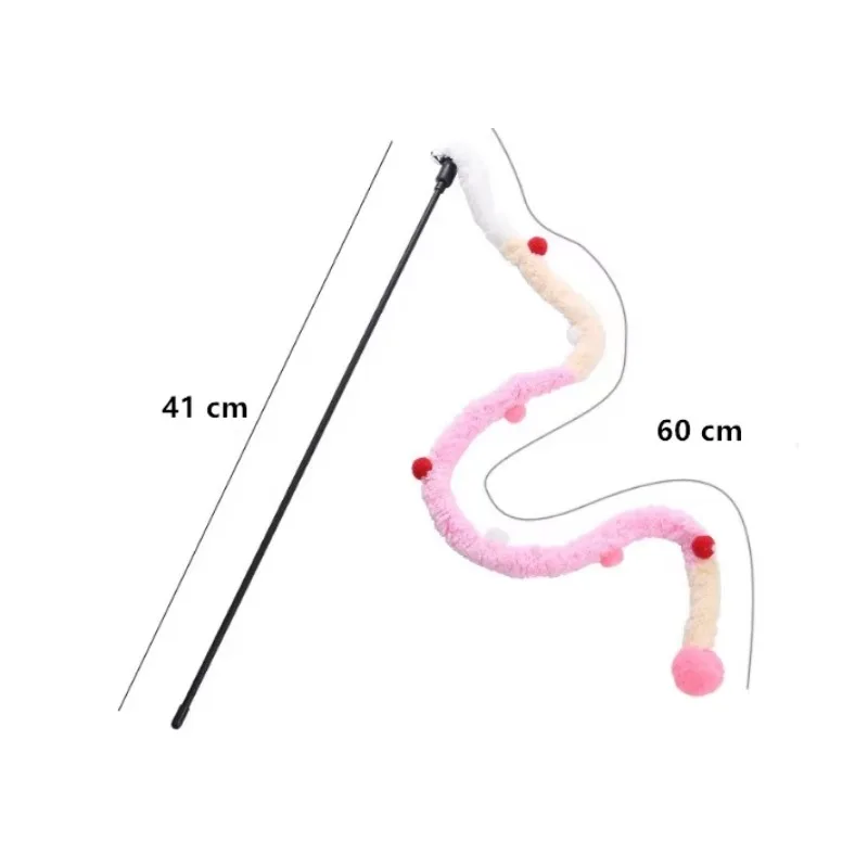 Juguete para gatos, varita rompecabezas de plumas para gatos, juguetes interactivos para gatos, oruga divertida, varilla colorida, varita rompecabezas de bolas de pelo de Navidad, suministros para mascotas - imagen 4