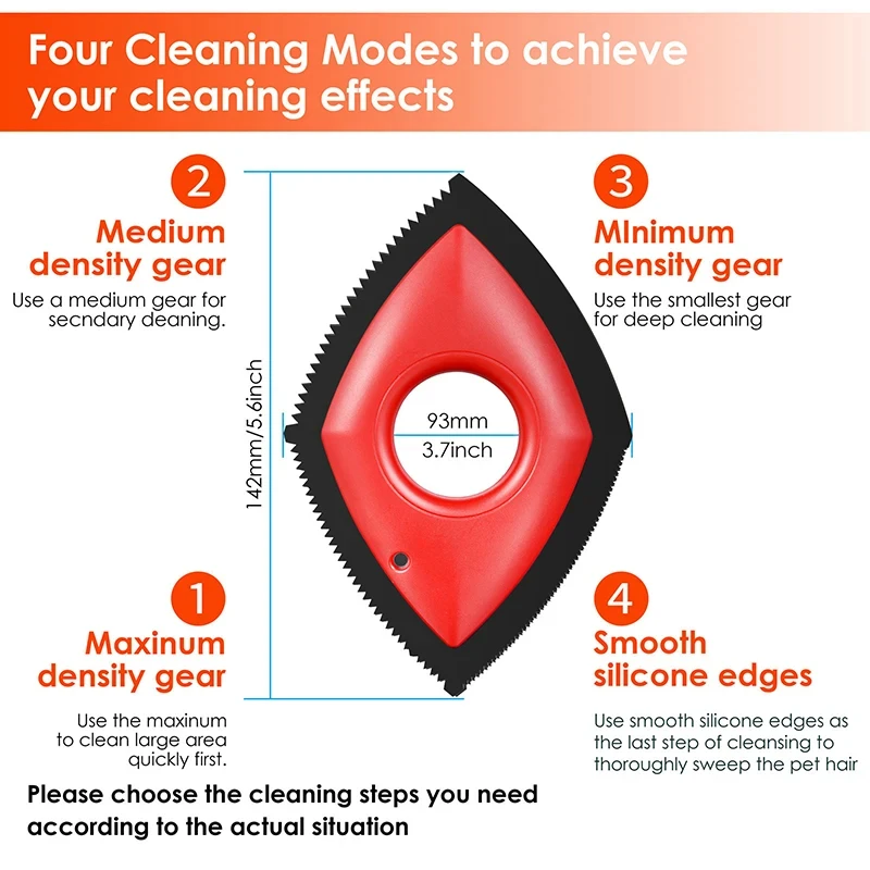 Peine removedor de pelo para mascotas, 4 modos, cepillo para perros y gatos, herramienta de limpieza, alfombra, sofá, tela, asiento de coche, peines reutilizables de goma para mascotas - imagen 3